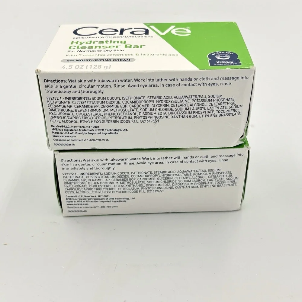CeraVe Hydrating Cleansing Bar For Normal to Dry Skin, 4.5 Oz‎ (Lot of 2)